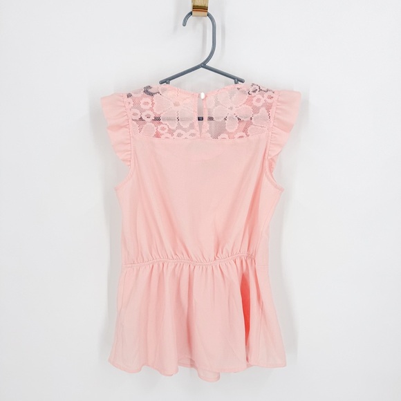 Monteau Pink Peplum Blouse with Lace Details - Picture 3 of 3